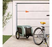 Ziaphsol Remorque de vélo pour chien gris et noir en tissu Oxford et fer, pliable, avec fenêtre en filet, frein, roue et poignée pour excursion, parc et vétérinaire, jusqu'à 45 kg