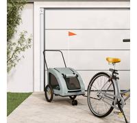 Ziaphsol Remorque de vélo pour chien grise en tissu Oxford et fer, pliable, avec fenêtre en filet et toit en PVC, charge de 45 kg, pour poussette, chat, excursion, parc et ville