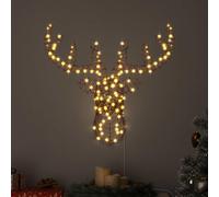 Ziaphsol Renne traîneau avec bande LED blanc chaud en rotin 68 x 36,5 x 62,5 cm 140 LED USB pour décoration de salon, fête de Noël