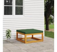 Ziaphsol Repose-Pied de Jardin en Bois d'acacia Massif avec Coussin Vert, Module modulable 68 x 68 x 29 cm, Assise d'extérieur pour terrasse Balcon Patio véranda Lounge, 1 pièce