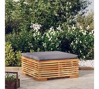 Ziaphsol Repose Pied de Jardin et Coussin Gris foncé en Bois de Teck Massif, Pouf modulable sectionnel composable 69,5 x 69,5 x 31 cm, Assise extérieure terrasse Patio véranda Lounge Salon détente