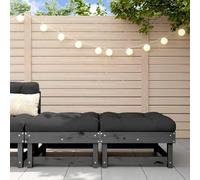 Ziaphsol Repose-Pieds de Jardin en Bois de pin Massif Gris, Lot de 2 avec Coussins Noirs, 61 x 60,5 x 30 cm, Module composable pour terrasse Balcon Patio véranda Salon détente extérieur