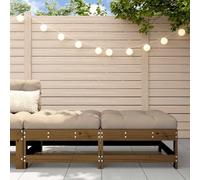 Ziaphsol Repose-Pieds de Jardin en Bois de pin Massif Marron Miel, Lot de 2 avec Coussins Taupe, Module modulable pour terrasse Balcon Patio véranda Lounge, Assise extérieure 110 kg