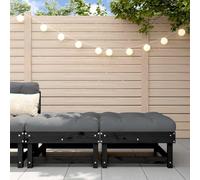 Ziaphsol Repose-Pieds de Jardin modulable Lot de 2 en Bois de pin Massif Noir avec Coussins Anthracite, Assise 61 x 60,5 x 30 cm, 110 kg, pour terrasse Balcon Patio Lounge Salon détente