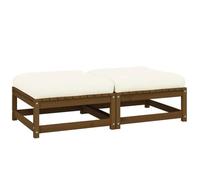 Ziaphsol Repose Pieds de Jardin modulables en Bois de pin Massif Lot de 2 avec Coussins crème, 70 x 70 x 30 cm, Assise d’extérieur pour terrasse Balcon Patio Salon détente