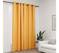 Ziaphsol Rideau occultant, aspect lin, jaune, 290 x 245 cm, avec œillets, pour chambre à coucher, salon et chambre d'enfant, opaque, isolant, protection phonique et solaire, protection contre le froid