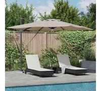 Ziaphsol Roma Parasol déporté taupe 286 x 284 x 270 cm, en aluminium et polyester, inclinable, rotatif à 360 °, avec éclairage LED solaire pour jardin et terrasse