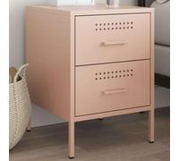 Ziaphsol Rose Nightstand 36x39x50.5 cm Steel Industrial Bedside Table with Two Drawers for Bedroom Living Room Modern Vintage Decor