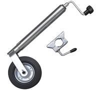Ziaphsol Roue jockey de 48 mm avec 1 support de serrage en acier galvanisé, capacité de charge de 150 kg, roue en caoutchouc de 200 mm, hauteur réglable de 53 à 75 cm, pour remorque, attelage