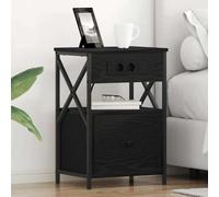 Ziaphsol Rustic Black Oak Nightstand 40 x 31 x 60 cm Engineered Wood with Drawer and Built-in Charging Station for Bedroom, Lounge, Modern Vintage Style