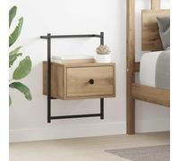 Ziaphsol Rustic Chêne Artisanal Bedside Cabinet 35 x 30 x 51 cm with Durable Metal Frame and Drawer for Bedroom Living Room Dormitory Modern Vintage Style Furniture