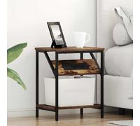 Ziaphsol Rustic Oak Finish Bedside Cabinet Set of Two with Storage Shelves Charging Port Compact Design Suitable for Bedroom Living Room Or Dormitory Space Saving Furniture for Adult Children