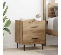 Ziaphsol Rustic Oak Nightstand 40 x 35 x 47.5 cm with Wooden Engineering Construction Modern Vintage Style Bedroom Side Table with Two Drawers for Bedroom Living Room and Dorm Room