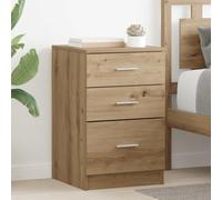 Ziaphsol Rustic Oak Nightstand 40 x 40 x 63 cm with 3 Drawers Wooden Bedroom Side Table for Living Room Modern Vintage Design with Storage Space