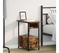 Ziaphsol Rustic Oak Nightstand 60 x 30 x 61 cm Wooden Engineering with Storage and Charging Station for Bedroom Living Room Modern Vintage Industrial Furniture
