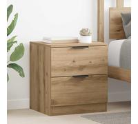 Ziaphsol Rustic Oak Nightstand Set of Two Compact Bedroom Tables with Drawers for Living Room Or Bedroom Storage Modern Vintage Style Fits Small Spaces Durable Wood Engineering