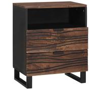 Ziaphsol Rustic Walnut Wood Bedside Table with Storage and Shelving, 50 x 33 x 62 cm Solid Engineered Wood, Ideal for Bedroom Or Living Room, Featuring Drawers and Space for Essentials