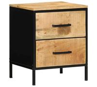 Ziaphsol Rustic Wood Mango Bedside Table with Drawers 40 x 35 x 50 cm for Bedroom Lounge Modern Industrial Style with Metal Frame for Storage and Nightstand