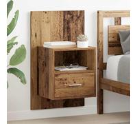 Ziaphsol Rustic Wood Wall-Mounted Nightstand Set of 2 with Drawers and Shelves for Bedroom Modern Vintage Style Compact Storage Solution for Small Spaces