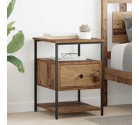 Ziaphsol Rustic Wooden Bedside Table 40 x 42 x 56 cm with Drawer and Shelves for Bedroom Modern Vintage Scandinavian Design Durable Engineering Wood