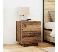 Ziaphsol Rustic Wooden Bedside Table with LED Lights and USB Charging Ports 45 x 40 x 55 cm Durable Engineered Wood Bedroom Nightstand with Drawers for Modern and Vintage Decor