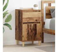 Ziaphsol Rustic Wooden Bedside Table with Two Drawers 40 x 35 x 70 cm Vintage Style Bedroom Storage Nightstand with Conical Legs for Bedroom Lounge Or Guest Room