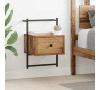 Ziaphsol Rustic Wooden Nightstand with Metal Frame 35x30x51 cm for Bedroom Storage Table with Drawer Modern Vintage Style Suitable for Adult and Child Rooms