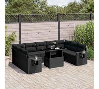 Ziaphsol Salon de Jardin 10 pièces en résine tressée Noir avec Coussins Confortables, Ensemble modulaire pour terrasse, Balcon, Patio avec Table Basse réglable et Housse de Protection Incluse