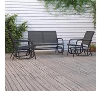 Ziaphsol Salon de jardin 3 pièces Balancelle Hollywood en acier et textilène 2 chaises à bascule et 1 banc à bascule 61 x 76 x 87 cm terrasse balcon ombre pour la relaxation