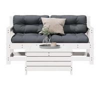 Ziaphsol Salon de jardin 3 pièces blanc en pin massif avec coussins - Meubles d'extérieur modulaires pour terrasse, balcon, maximum 110 kg par siège