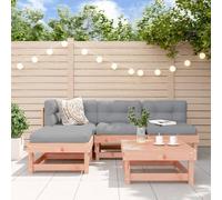 Ziaphsol Salon de Jardin 5 pcs Bois Massif Douglas canapé modulable terrasse Balcon Patio mobilier extérieur Salon Meuble Table Basse Chaise Assise Dossier accoudoir Ensemble détente Repas réception