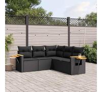 Ziaphsol Salon de Jardin 5 pcs Noir en résine tressée avec Coussins, Ensemble modulaire pour terrasse Balcon Patio, mobilier extérieur avec Table Basse, fauteuils, Banquette, Housse Amovible Lavable