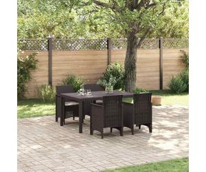 Ziaphsol Salon de jardin 5 pièces en polyrotin marron résistant aux UV avec table et 4 chaises pour terrasse et balcon, ensemble de meubles d'extérieur durables