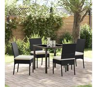 Ziaphsol Salon de jardin 5 pièces en polyrotin noir résistant aux UV avec table et 4 chaises pour balcon, terrasse, design durable