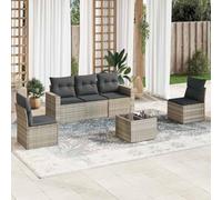 Ziaphsol Salon de Jardin 6 pcs modulable en résine tressée Gris Clair, canapé Fauteuil Pouf Angle Module siège Banquette Lounge avec Coussins, Rangement intégré pour terrasse Patio véranda