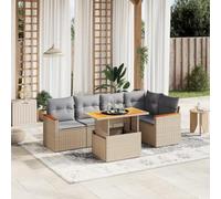 Ziaphsol Salon de Jardin 6 pièces Beige en résine tressée avec Coussins, Ensemble modulaire pour terrasse Balcon Patio, canapé Fauteuil Table Basse avec Housse Amovible