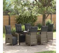 Ziaphsol Salon de jardin 7 pièces en polyrotin beige résistant aux intempéries avec dossiers réglables et cadre en acier robuste pour une assise confortable sur la terrasse, le balcon ou le jardin