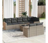 Ziaphsol Salon de Jardin 9 pièces modulable en résine tressée Grise, canapé Fauteuil Pouf Angle Module siège Banquette Sofa avec Coussins, pour terrasse Balcon Patio véranda Lounge extérieur détente