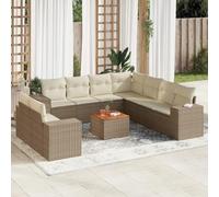 Ziaphsol Salon de Jardin en résine tressée Beige avec Coussins 10 pcs, Ensemble modulable pour terrasse, Balcon ou Patio, mobilier extérieur Confortable avec Table Basse et assises