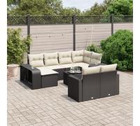 Ziaphsol Salon de Jardin modulable 11 pcs Noir en résine tressée avec Coussins, canapé Fauteuil Pouf Angle Module siège accoudoir Dossier, terrasse Balcon Patio véranda Lounge détente