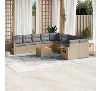 Ziaphsol Salon de Jardin modulable 11 pièces en résine tressée Beige, canapé Fauteuil Pouf Angle Module siège Banquette Sofa avec Coussins Gris Clair, terrasse Balcon Patio véranda Lounge détente