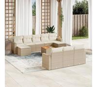Ziaphsol Salon de Jardin modulable 11 pièces en résine tressée Beige, canapé Fauteuil Pouf Angle Module siège Banquette, Coussins lavables, terrasse Patio Balcon véranda Lounge
