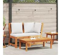 Ziaphsol Salon de Jardin modulable 3 pcs en Bois d'acacia Massif avec Coussin crème, canapé Angle, Module Central, Table Basse, pour terrasse Jardin Patio extérieur, Assise Confortable et résistante