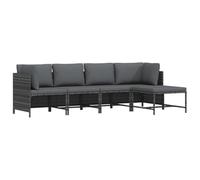 Ziaphsol Salon de Jardin modulable 4 pcs en résine tressée Gris, canapé d’Angle, Module Central, Repose-Pied, Coussins Anthracite, pour terrasse Balcon Patio Jardin Lounge détente