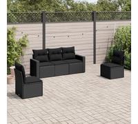 Ziaphsol Salon de Jardin modulable 5 pcs Noir en résine tressée avec Coussins, canapé Fauteuil Pouf Angle, siège et Banquette pour extérieur terrasse Balcon Patio Lounge