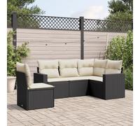Ziaphsol Salon de Jardin modulable 5 pièces Noir en résine tressée avec Coussins, canapé Fauteuil Pouf Angle élément siège, Rangement intégré, terrasse Balcon Patio véranda Lounge extérieur