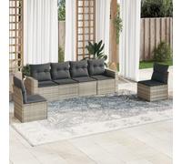 Ziaphsol Salon de Jardin modulable 6 pièces en résine tressée Gris Clair, canapé Fauteuil Pouf Angle Module élément, Coussins Gris foncé, Rangement sous Assise pour terrasse Patio Balcon Jardin