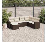Ziaphsol Salon de Jardin modulable 7 pcs en résine tressée Marron avec Coussins, canapé Fauteuil Pouf Angle, Structure Acier, Rangement intégré pour terrasse Balcon Patio véranda Lounge