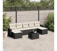 Ziaphsol Salon de Jardin modulable 8 pcs en résine tressée Noire avec Coussins lavables, canapé Fauteuil Pouf et Table en Verre trempé pour terrasse Balcon Patio Jardin Lounge