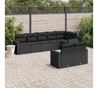 Ziaphsol Salon de Jardin modulable 8 pièces Noir en résine tressée avec Coussins, canapé Fauteuil Pouf Angle élément siège Banquette Sofa pour terrasse Balcon Patio véranda Lounge